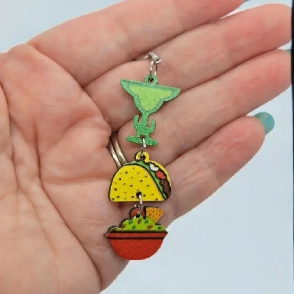 Taco Margarita Guac Earrings Cinco de Mayo Mexican Fiesta Taco Tuesday Wood New